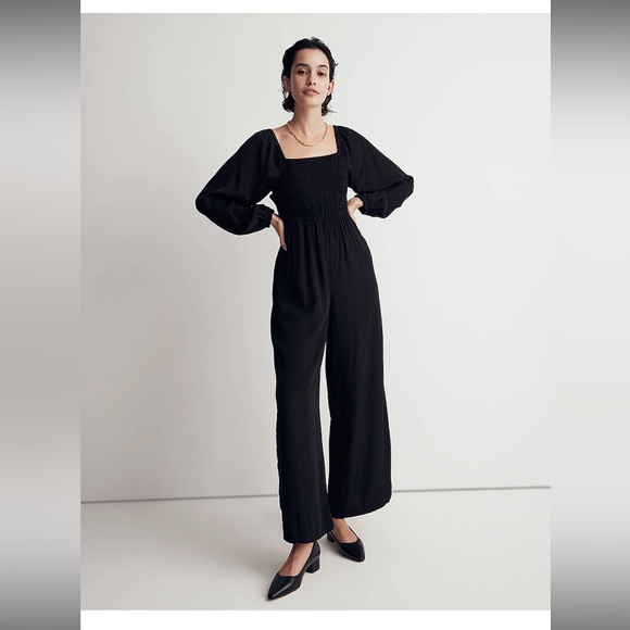 Lucie Tie-Back Long-Sleeve Jumpsuit in Star Jacquard - Picture 2 of 6